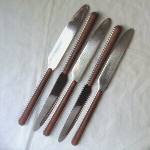Set of 5 Knives MEPRA Italy Stainless Flatware Tobacco Brown